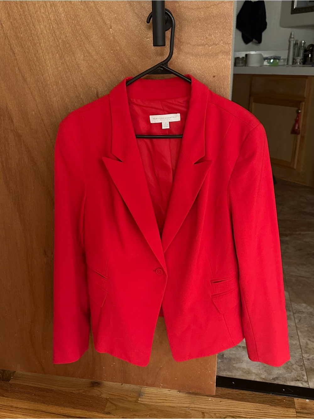 New York & Company Red Single Button Blazer Size 16 Tailored Career Jacket